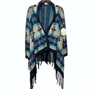 Altar’d State Open Fringe “Aztec Boulevard” Sweater Cardigan Small New With Tags